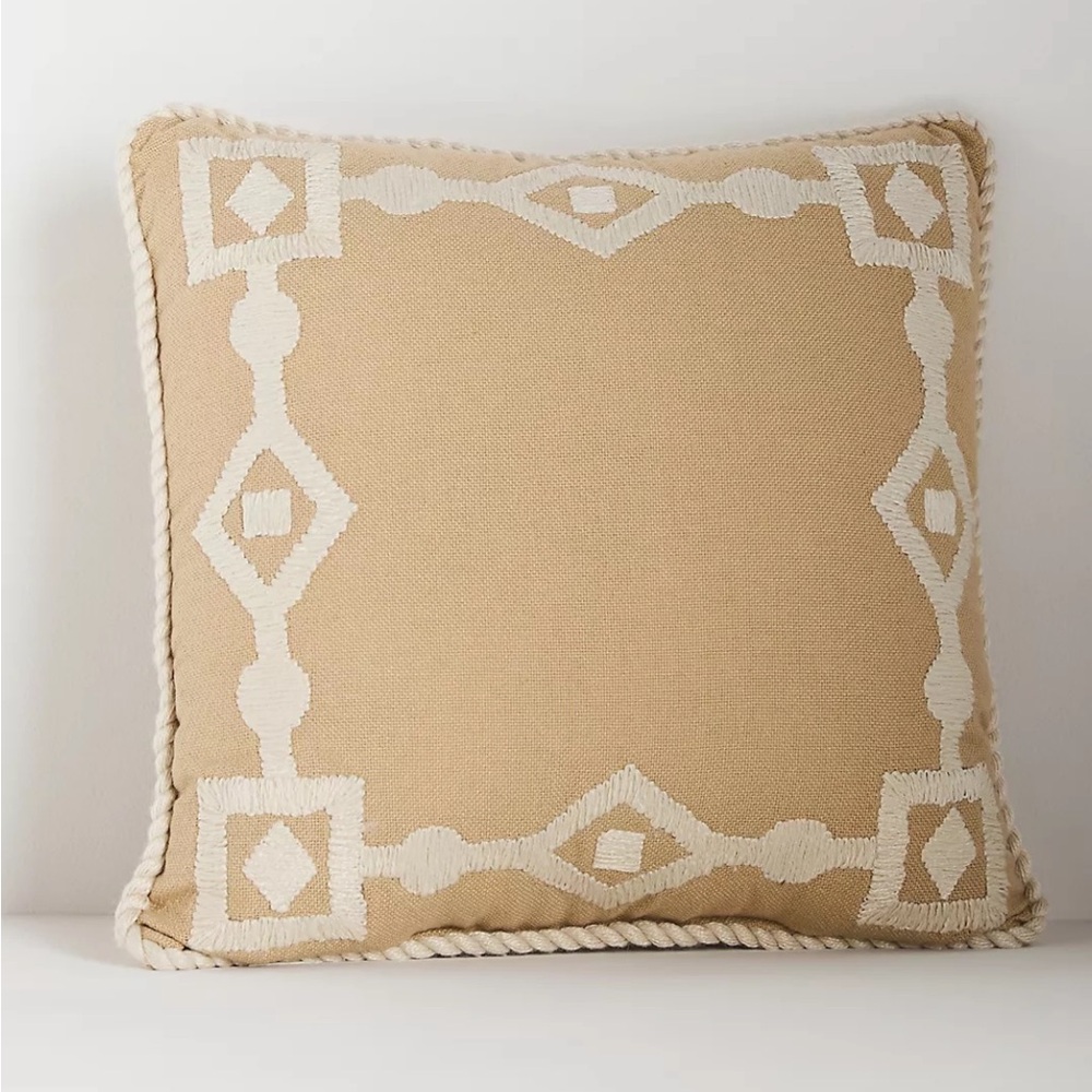 Anthropologie Greek Key Embroidered Pillow